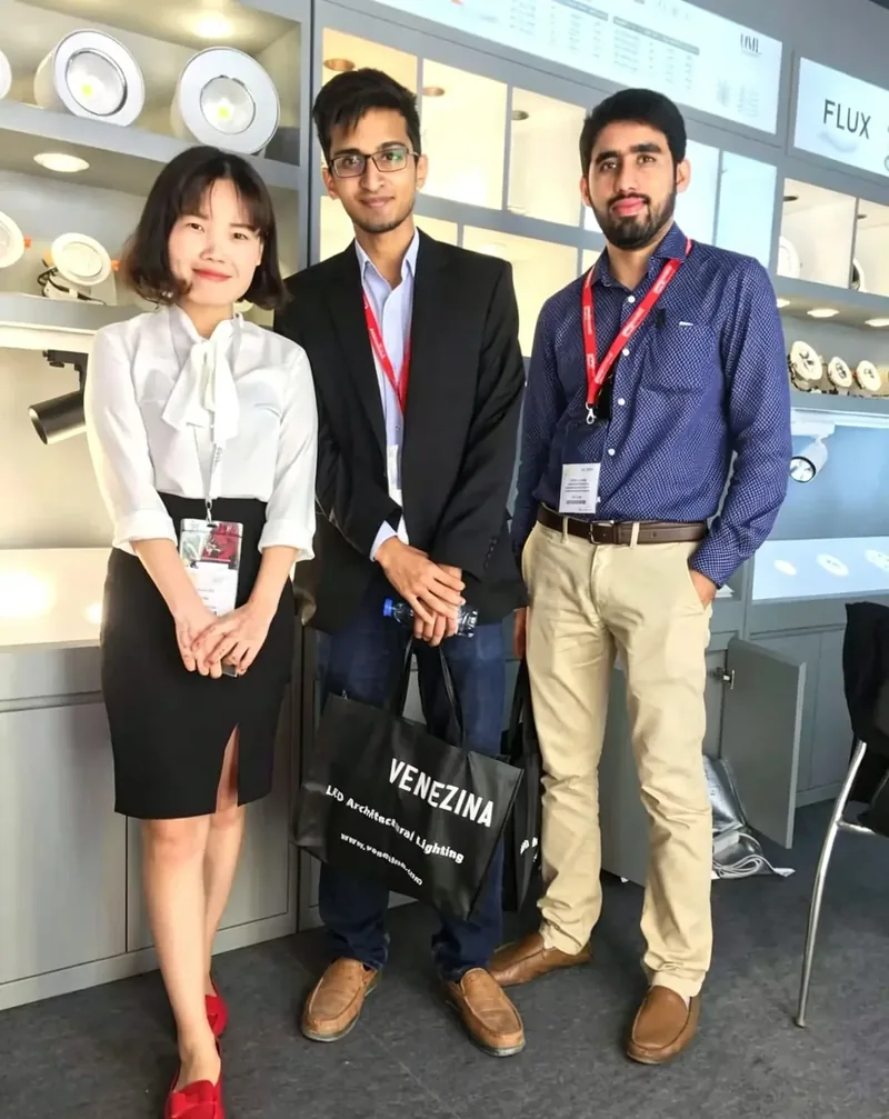 FLUX team with clients at Dubai Lighting Exhibition 2017