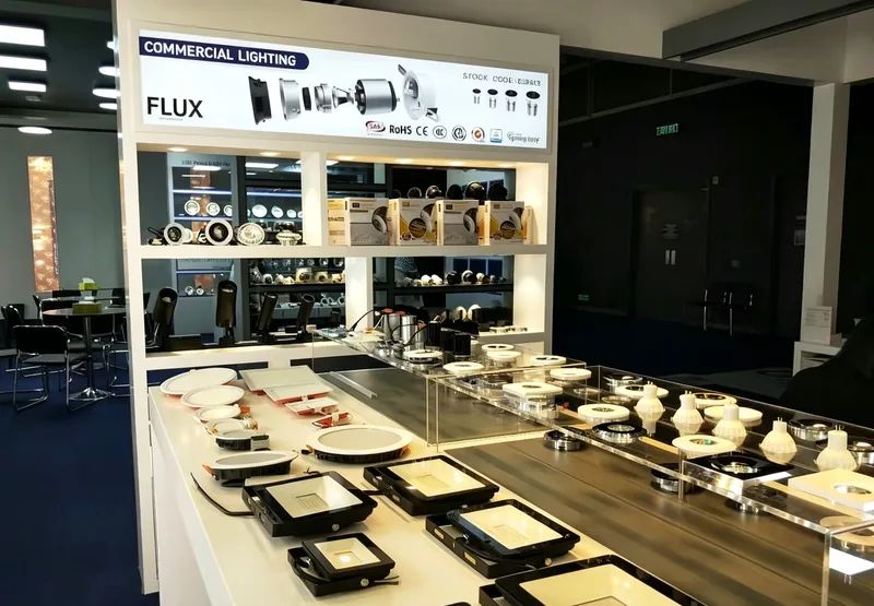 Commercial lighting display at FLUX booth, Hong Kong 2019