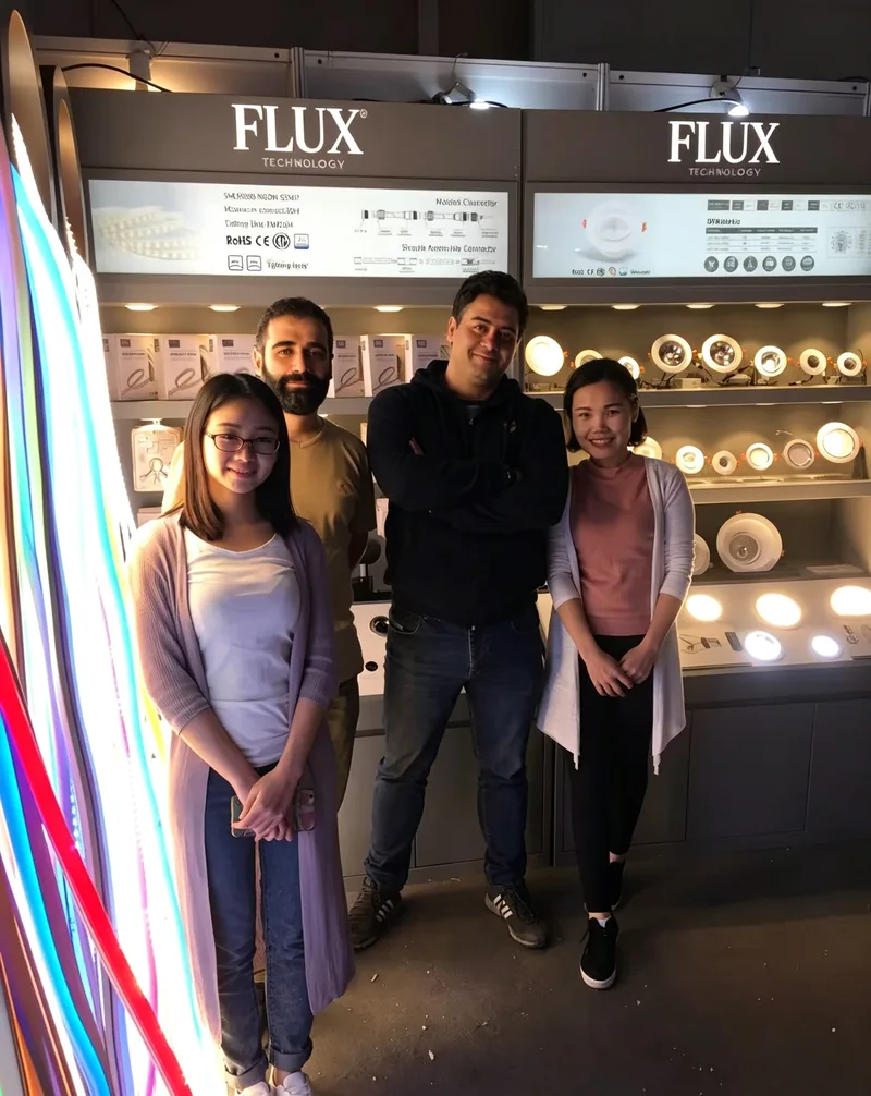 FLUX team with Iranian clients at Iran Lighting Exhibition 2017