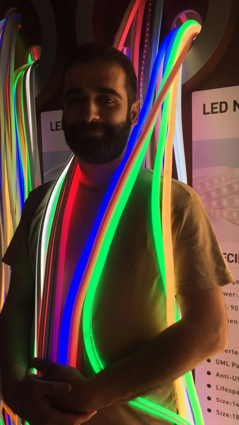 Live neon flex demonstration at FLUX booth, Iran 2017