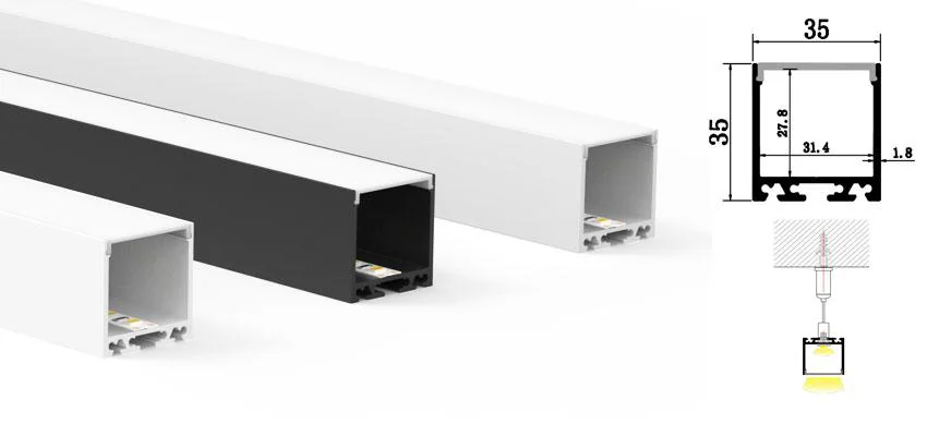 Aluminum Profile 3535-1 L1000mm for 22mm Strips