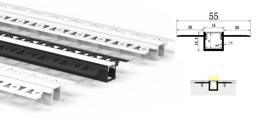 Aluminum Profile 5513A L1000mm for 8mm Strips
