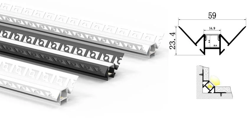 Aluminum Profile 5923 L1000mm for 8mm Strips