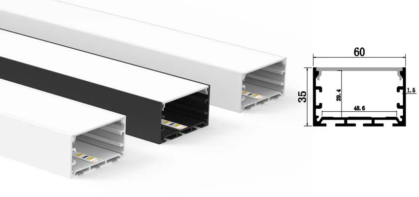 Aluminum Profile 6035 L1000mm for 45mm Strips