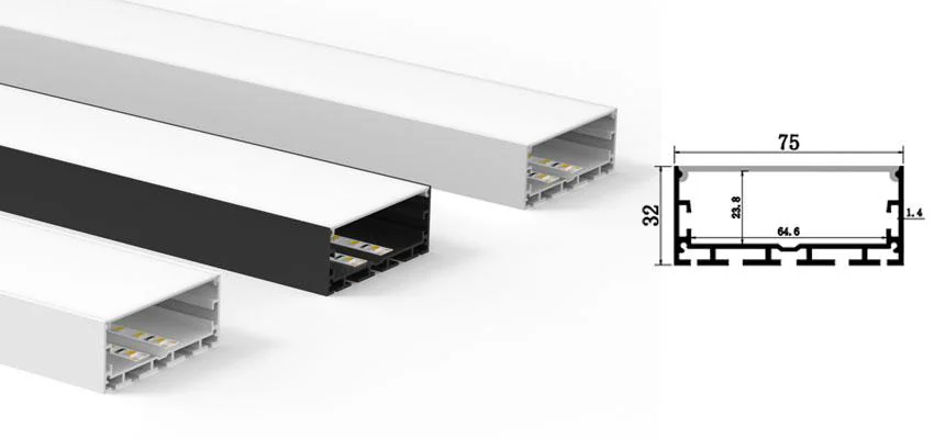 Aluminum Profile 7532 L1000mm for 62mm Strips
