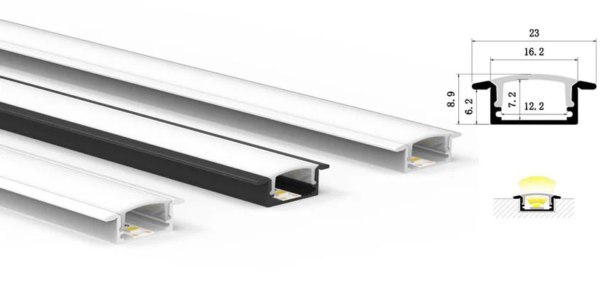Aluminum Profile B2309 L1000mm for 8mm Strips