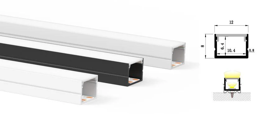 Aluminum Profile X1208 L1000mm for 8mm Strips