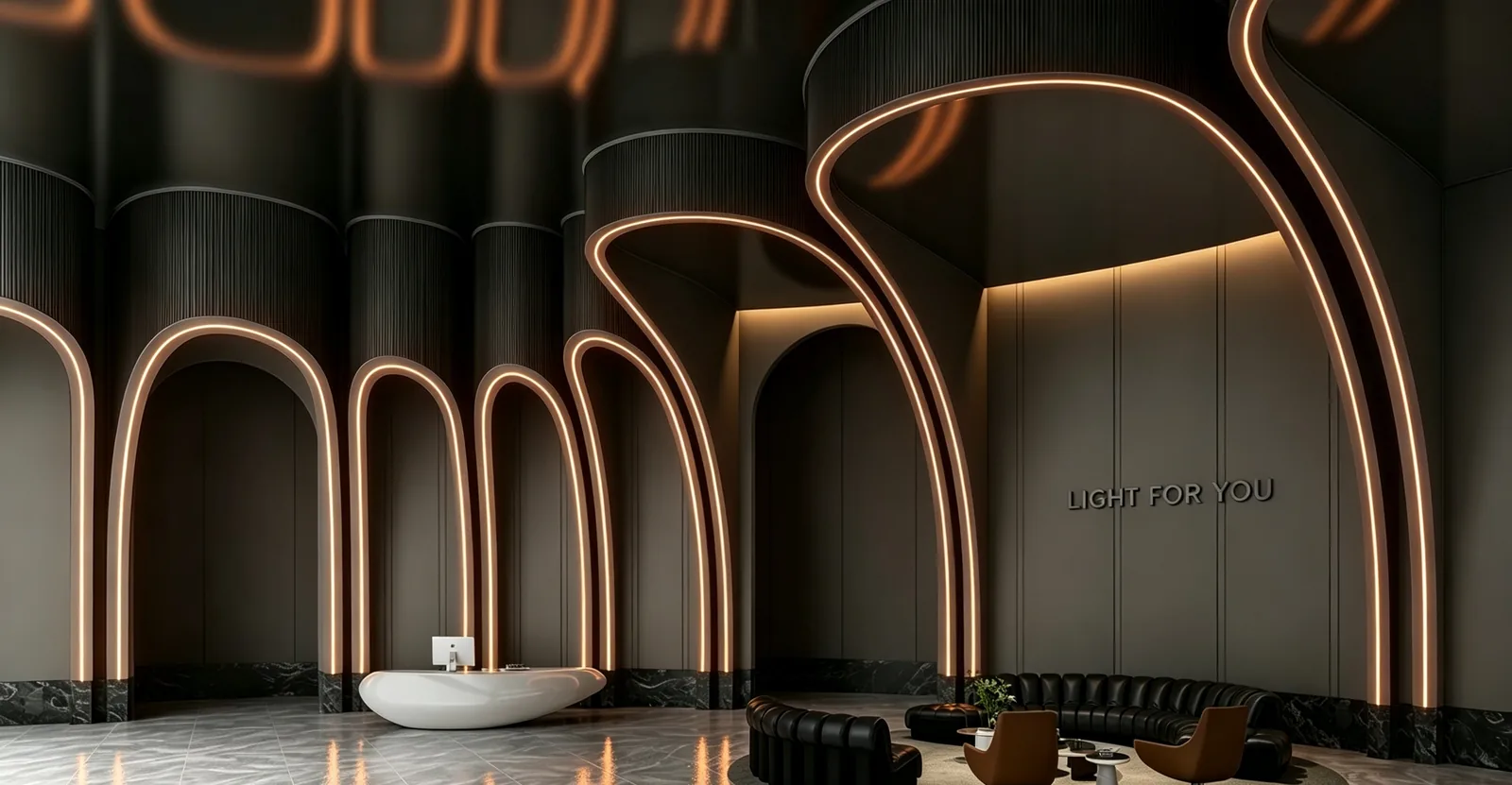 Commercial lobby with curved cove light
