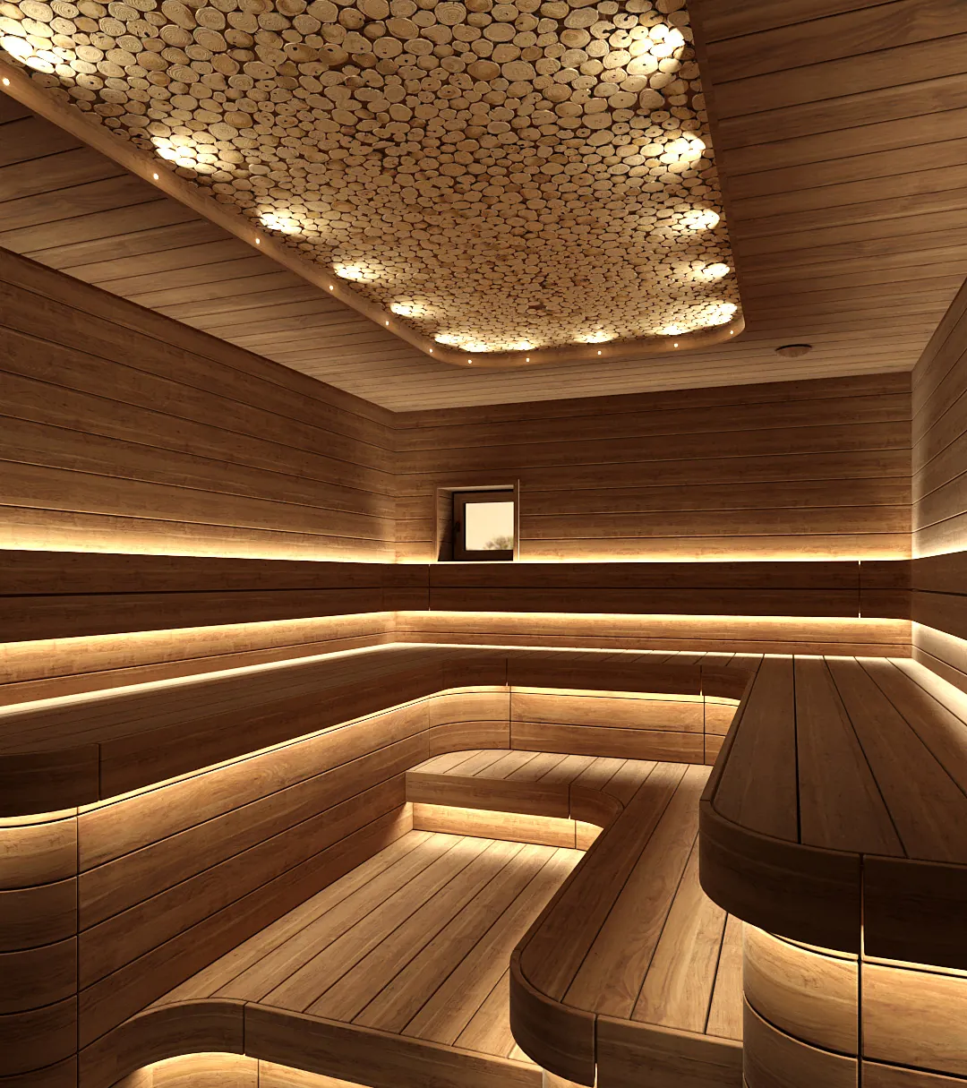 Villa spa with downlights and strips